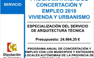Subvención Diputación – Especialización del Servicio de Arquitectura Técnica