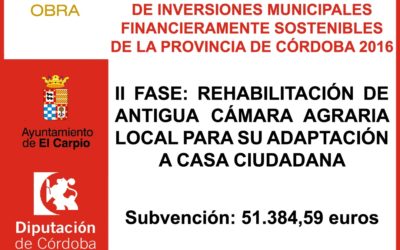 Subvención Diputación – Plan Provincial Extraordinario de Inversiones Municipales Financieramente Sostenibles 2016