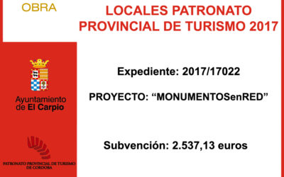 Subvención Diputación – Patronato Provincial de Turismo a Entidades Locales de Córdoba 2017