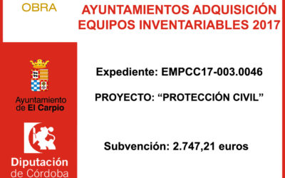 Subvención Diputación – Equipos Inventariables Protección Civil