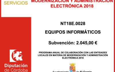 Subvención Diputación – Modernización y Administración Electrónica 2018