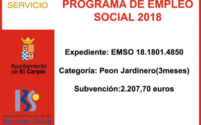 Subvención Diputación – Programa de Empleo Social 2018