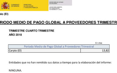 PERIODO MEDIO DE PAGO A PROVEEDORES TRIMESTRAL 2018 – 4T