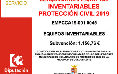 Subvención Diputación – Adquisición Equipos Inventariables Protección Civil 2019