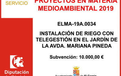 Subvención Diputación – INSTALACIÓN DE RIEGO CON TELEGESTIÓN EN EL JARDÍN DE LA AVDA. MARIANA PINEDA