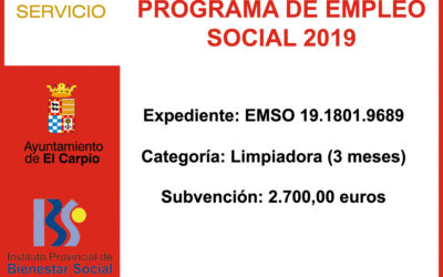 Subvención Diputación – Programa de Empleo Social 2019