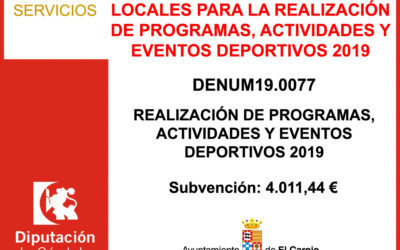 Subvención Diputación – REALIZACIÓN DE PROGRAMAS, ACTIVIDADES Y EVENTOS DEPORTIVOS 2019