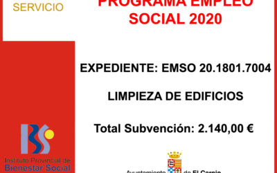 Subvención I.P.B.S. –  PROGRAMA EMPLEO SOCIAL 2020