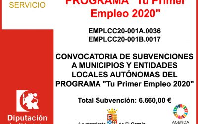 Subvención Diputación – TU PRIMER EMPLEO 2020