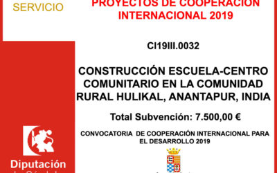 Subvención Diputación – Proyectos de Cooperación Internacional 2019