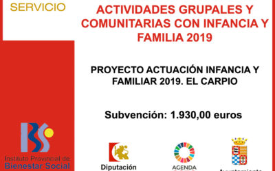 SUBVENCIÓN PROGRAMA PROVINCIAL DE ACTIVIDADES GRUPALES Y COMUNITARIAS CON INFANCIA Y FAMILIA 2019