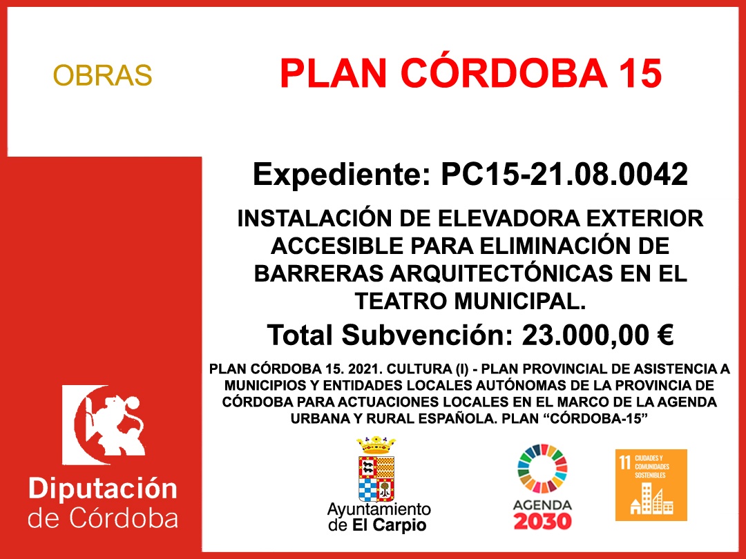 Subvención Diputación – PLAN CÓRDOBA 15 (2021)