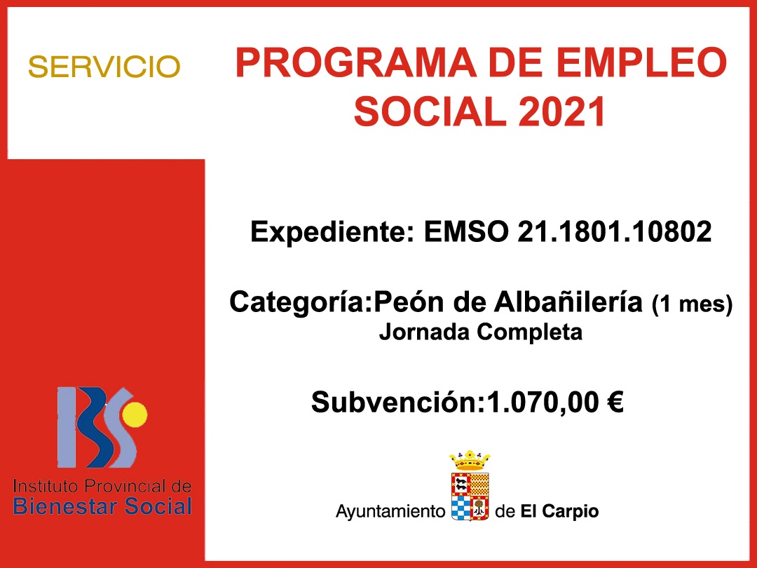 EMPLEO SOCIAL 2021 Albañilería 1 mes