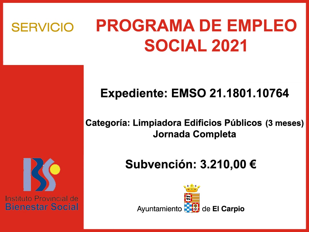 EMPLEO SOCIAL 2021 Limpiadora 3 meses