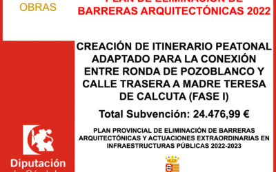 Subvención Diputación – PLAN DE ELIMINACIÓN DE BARRERAS ARQUITECTÓNICAS 2022-2023