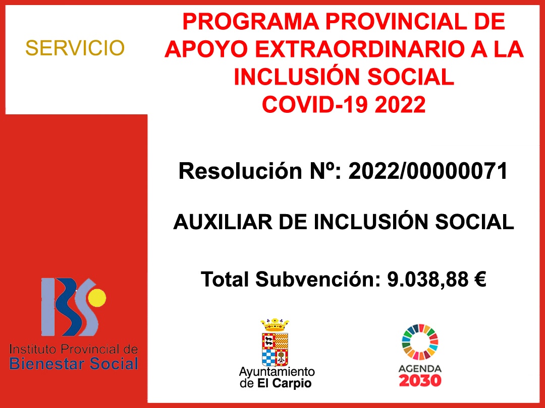 Subvención IPBS – PROGRAMA PROVINCIAL DE APOYO EXTRAORDINARIO A LA INCLUSIÓN SOCIAL COVID-19 2022