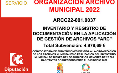 Subvención Diputación – ORGANIZACIÓN ARCHIVO MUNICIPAL 2022