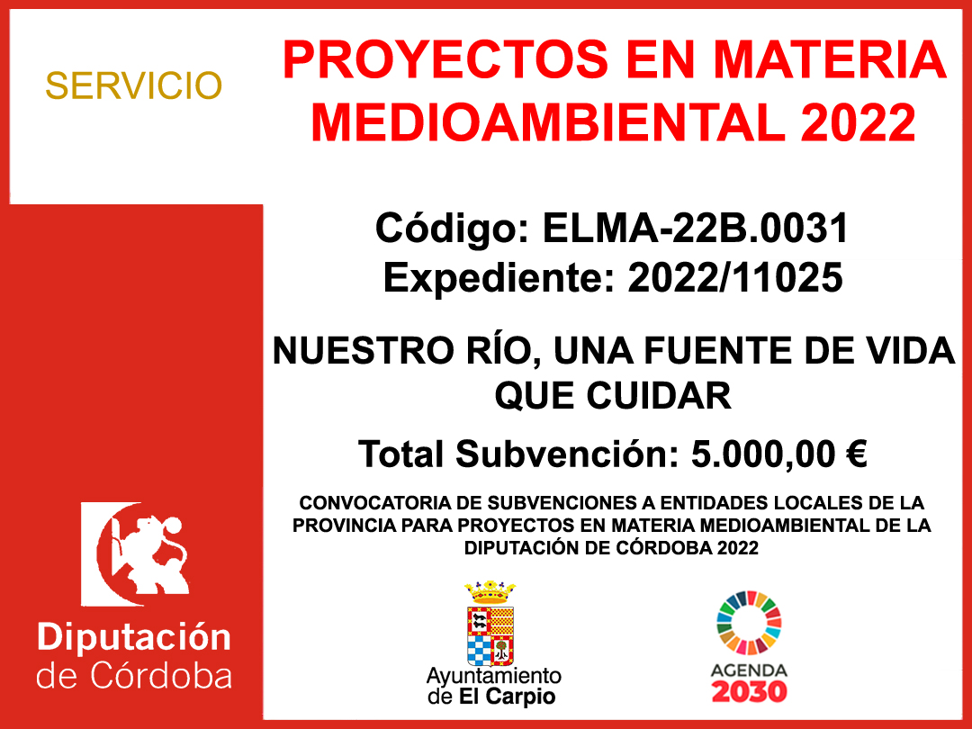 Subvención Diputación – PROYECTOS EN MATERIA MEDIOAMBIENTAL 2022