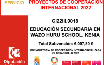 Subvención Diputación – PROYECTOS DE COOPERACIÓN INTERNACIONAL 2022