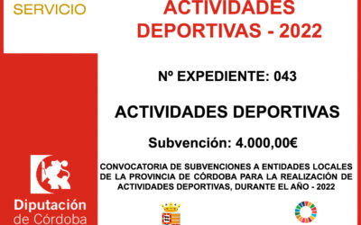 Subvención Diputación – ACTIVIDADES DEPORTIVAS Y PARA JÓVENES