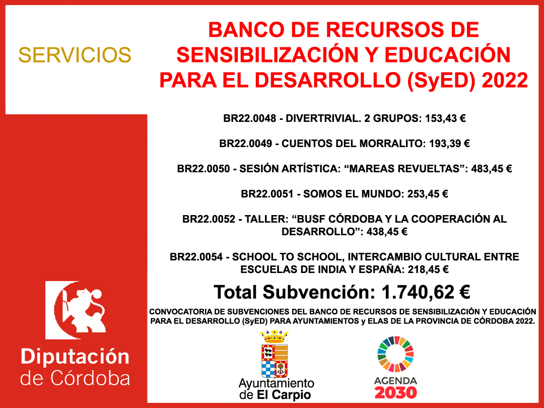 Subvención Diputación – BANCO DE RECURSOS DE SENSIBILIZACIÓN Y EDUCACIÓN PARA EL DESARROLLO (SyED) 2022