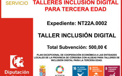 Subvención Diputación – TALLERES INCLUSIÓN DIGITAL PARA TERCERA EDAD