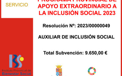 Subvención IPBS– PROGRAMA PROVINCIAL DE APOYO EXTRAORDINARIO A LA INCLUSIÓN SOCIAL 2023