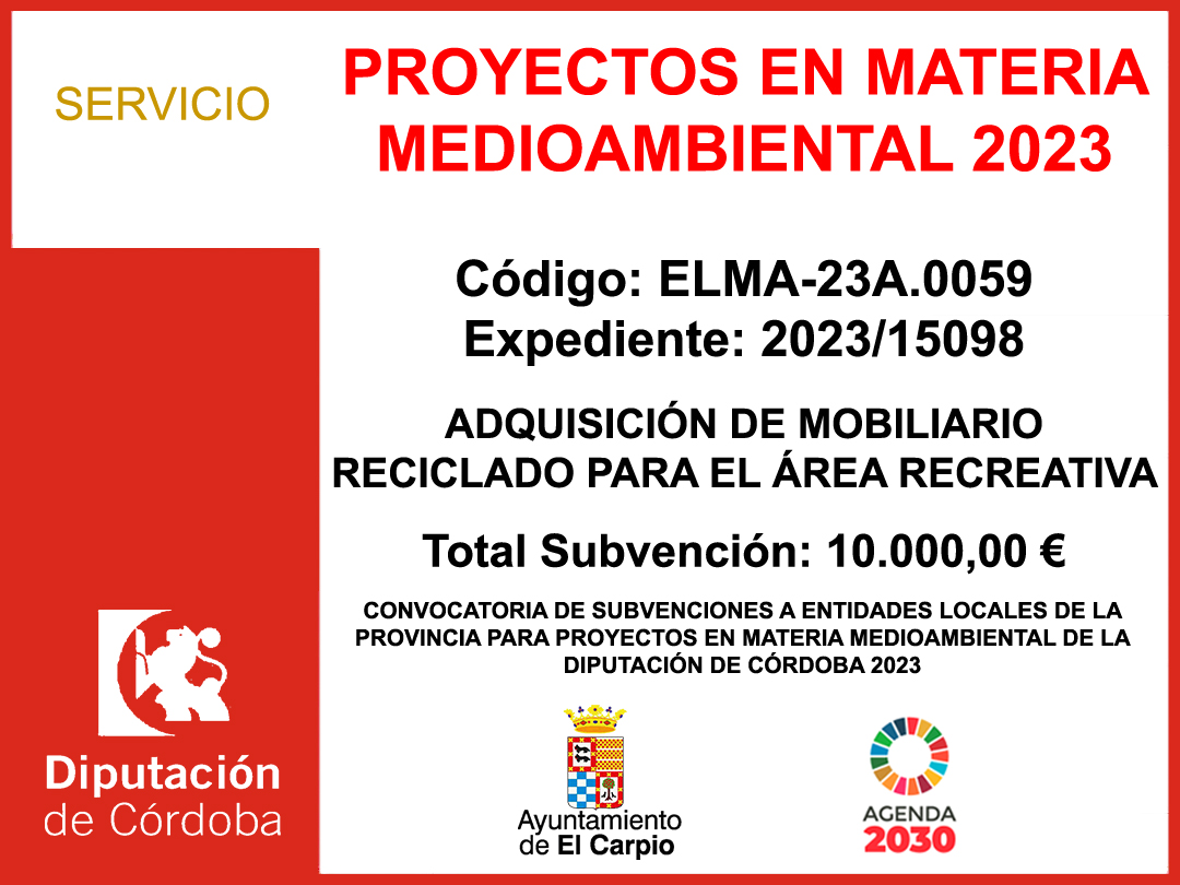 Subvención Diputación – PROYECTOS EN MATERIA MEDIOAMBIENTAL 2023