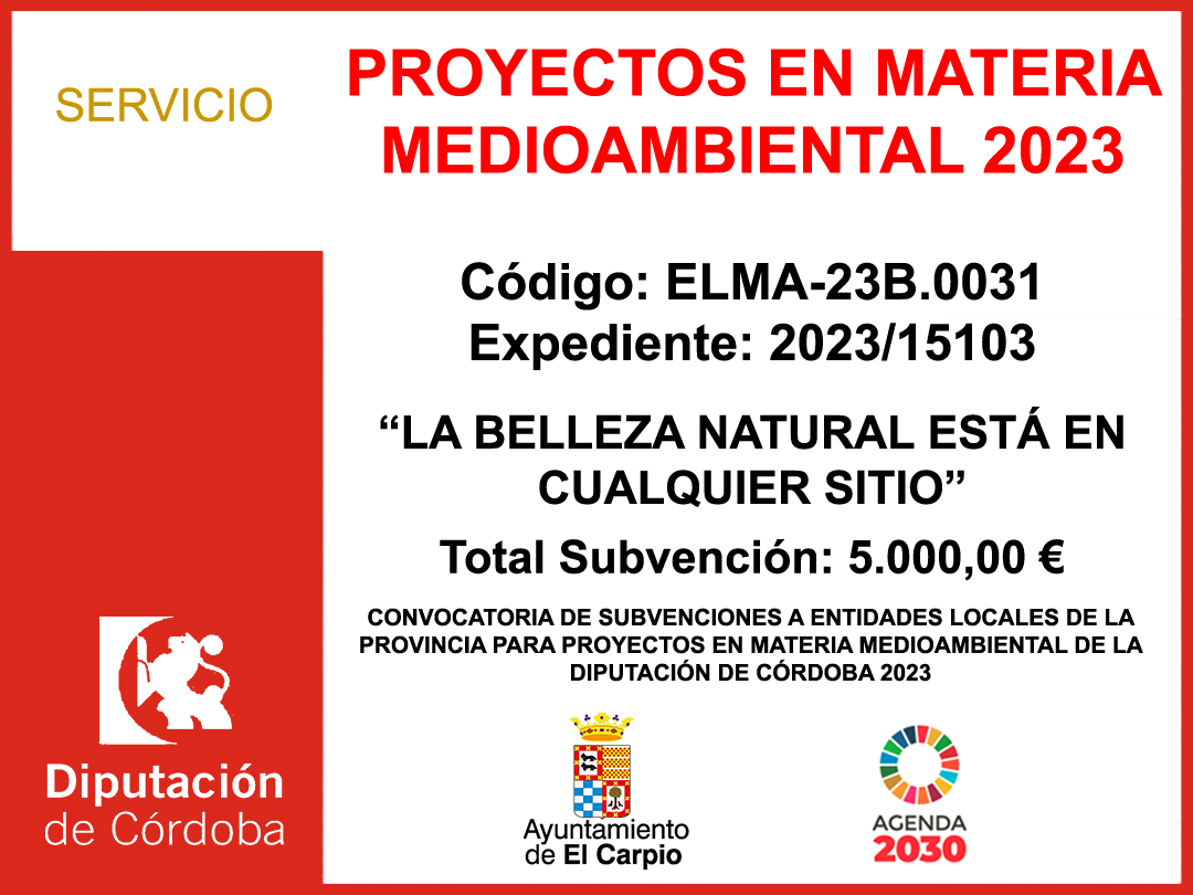 Subvención Diputación – PROYECTOS EN MATERIA MEDIOAMBIENTAL 2023