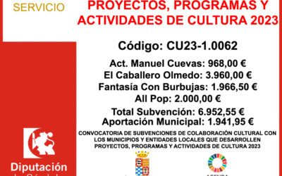 Subvención Diputación – PROYECTOS, PROGRAMAS Y ACTIVIDADES DE CULTURA 2023