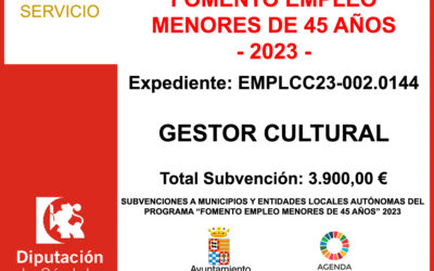 Subvención Diputación – FOMENTO EMPLEO MENORES DE 45 AÑOS – 2023 –