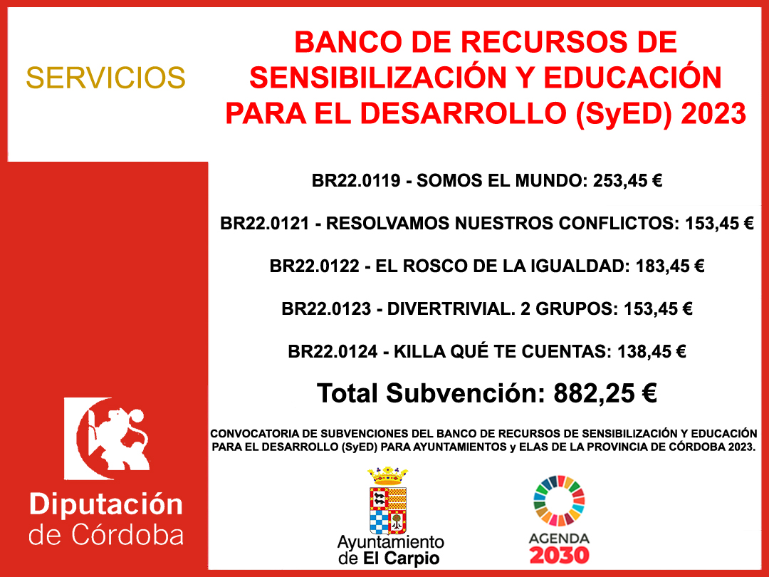 Subvención Diputación – BANCO DE RECURSOS DE SENSIBILIZACIÓN Y EDUCACIÓN PARA EL DESARROLLO (SyED) 2023