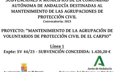 Subvención Junta de Andalucía – AGRUPACIONES LOCALES DE VOLUNTARIADO DE PROTECCIÓN CIVIL 2023