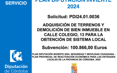 Subvención Diputación – PLAN DIPUTACIÓN INVIERTE 2024