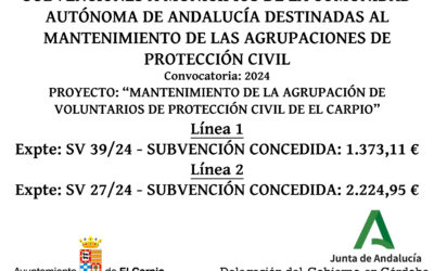 Subvención Junta de Andalucía – AGRUPACIONES LOCALES DE VOLUNTARIADO DE PROTECCIÓN CIVIL 2024